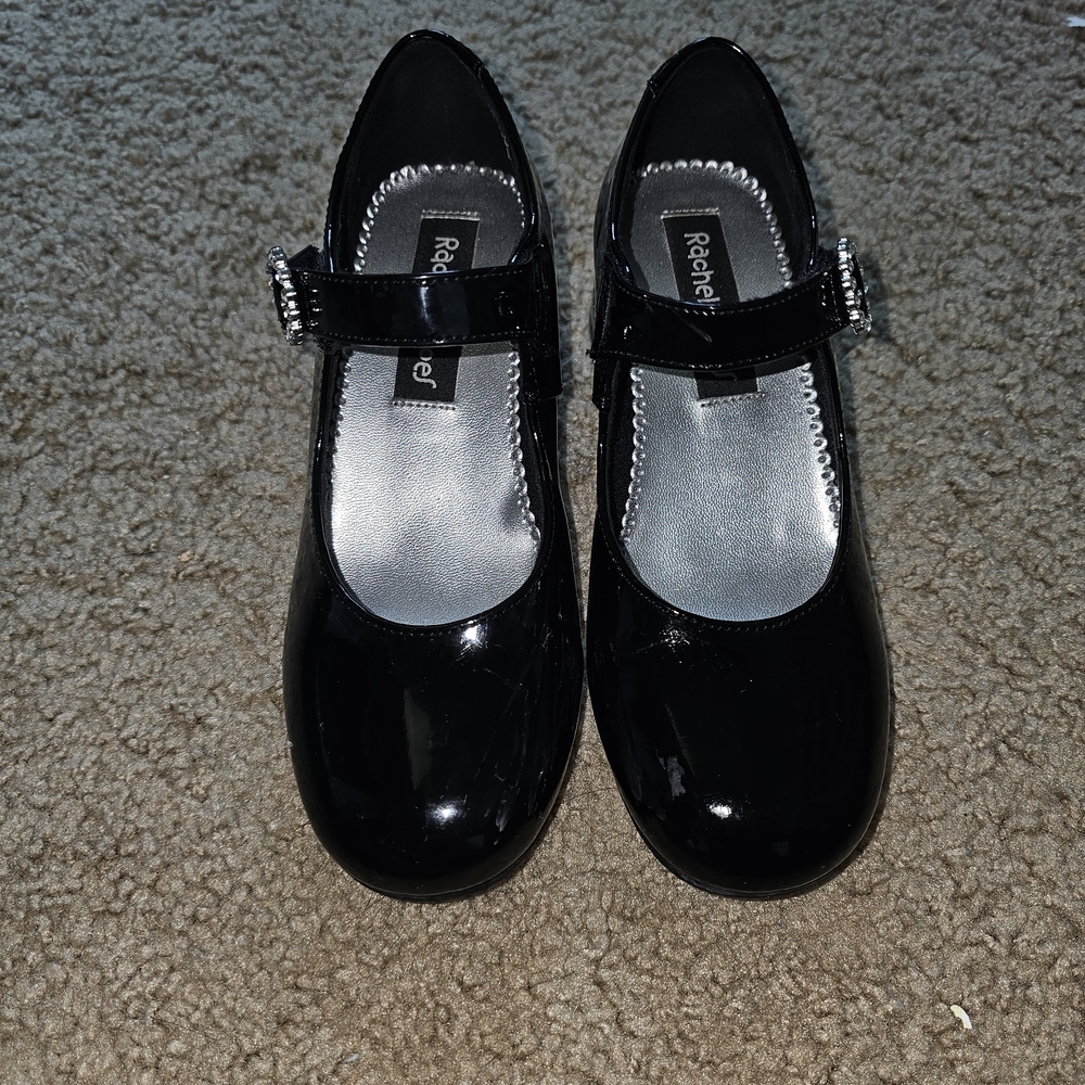 Rachel Shoes Girls Black Patent Mary Jane Heels Size 2 Dress Shoes